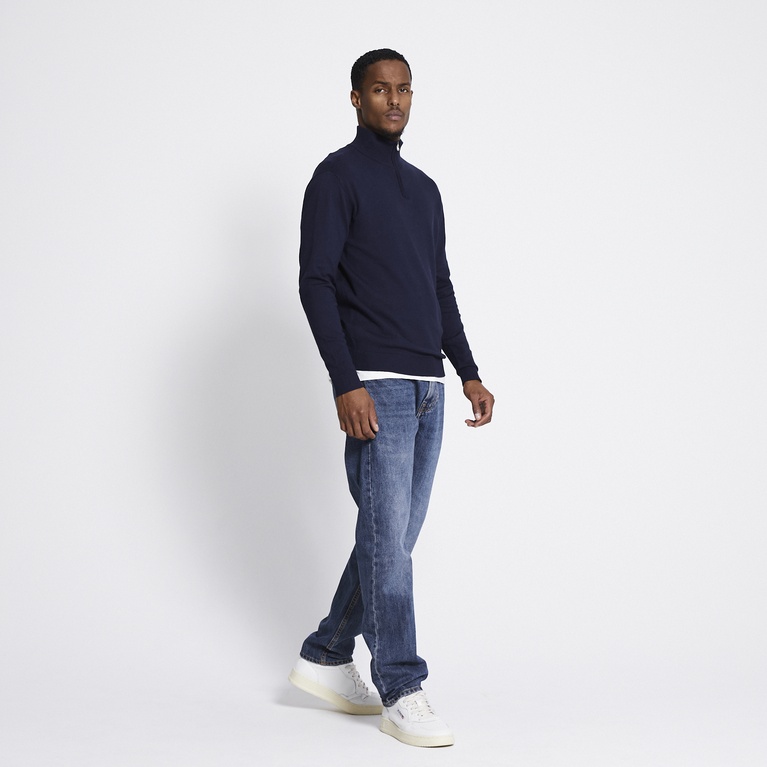 Half-zip knit sweater "Thin" Navy 2